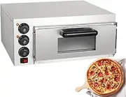 Electric Pizza Oven, Countertop Pizza Maker Machine with 30 Minutes Timer, Two Temperature Control Knobs, Double-Layer Thickened Glass for Chicken, Pizza