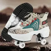 [TO.DREAM] Roller Skating Shoes,Roller Shoes with Wheels for Girls,Deform Roller Skate Shoes,360° Breathable Double Row Deform Wheel Skate,for Men, Beginners