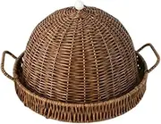 ABOOFAN Handwoven Rattan Snack Basket with Lid Versatile Kitchen Tray for Fruits Treats Cakes Rustic Decor for Home Living Room Any Occasion