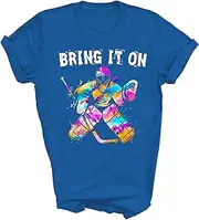[Above Good Tee] Ice Hockey Player Goalkeeper Ice Hockey Goalie Bring It Field Hockey Player Unisex Shirt Gift T-Shirt (Royal;L)