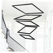 5 Modern Square Chandelier, Black LED Ceiling Light Fixture, Contemporary