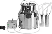 Electric Milking Machine,24W Electric Pulsating Pump Milker,14L Automatic Stainless Steel Livestock Milking Equipment,Portable Impulse Milking Supplies Vacuum Pump Milker for Cows Goats Sheep
