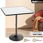 Adjustable Height Bar Cocktail Table White Wood Rectangular Tabletop Pub Kitchen