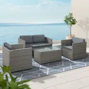4 Seat Coorong Wicker Lounge Set with Matching Table - Grey