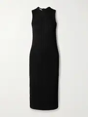 [Proenza Schouler White Label] Proenza Schouler White Label - Leighton Ribbed-knit Midi Dress - Black - large large Black