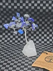 LAPIS LAZULI BONSAI 3" TREE Of LIFE ON QUARTZ CRYSTAL BASE