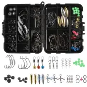 Fishing Tackle Kit 155Pcs Accessories Lures/Sinker/Weights/Beads/Hooks/Swivels