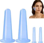 4 Pieces Face Cupping, Facial Cupping Glasses Silicone Set Cupping Silicone Cupping Therapy for Face Massage, Anti-Cellulite Massage Cup for Blood Circulation