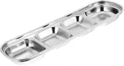 NOLITOY Korean Stainless Steel Seasoning Dish Elegant Compartment Condiment Tray for Sauces Spices for Home Restaurant Cafe Use Easy to Clean Serving Plate