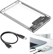 2.5 Inch Hard Drive Enclosure, 5Gbps USB 3.0 to SATA III SSD/HDD Caddy with UASP Support, Tool-Free Transparent Clear External Hard Drive Case with LED Indicator for 7mm/9.5mm 2.5" SATA HDD & SSD