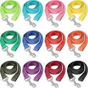 12 Pcs Nylon Dog Leash Bulk 5ft Dog Training Leash 12 Colors Puppy Line Traction Rope for Small Medium Puppy Training, Play, Camping, or Backyard(Bright Colors)