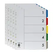 5x Marbig PP 5 Tab Coloured A4 Lever Arch/Binder Extra Wide Dividers/Indices