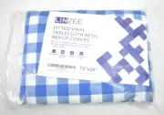 Linzee 6' Vinyl Fitted Picnic Table Cover w Bench Cover Blue Checkered 72" x 28"