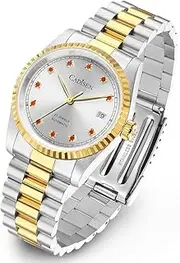[CADISEN] Men's Automatic Watch with Power Reserve Mechanical Stainless Steel Sapphire Glass Lettering Homage