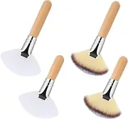 Fan Brush, 4-Piece Fan-Shaped Powder Brush Set, Soft Dense Bristles, Wooden Handle Makeup Brushes, Lightweight Blush Powder Applicator, Professional Cosmetic Tool, Smooth Even Coverage