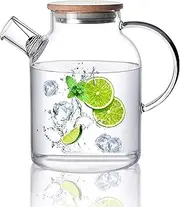 CnGlass Glass Teapot Stovetop Safe,1500ml Clear Teapots with Removable Filter Spout,Teapot for Loose Leaf and Blooming Tea