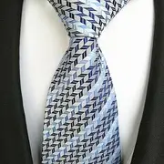 Men's Business tie deep Blue Silver Gray Silk tie