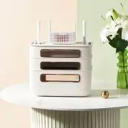 (White Single Layer)Router Storage Box Multi Hole Detachable Design Plastic A