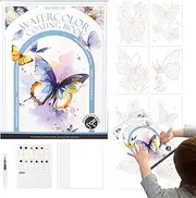 Watercolor Travel Set | Travel Water Color Paint Set with Palette and Brush | Foldable Beginner-Friendly Miniature Painting Kit, Art Supplies for Adult Students Painters Crafts