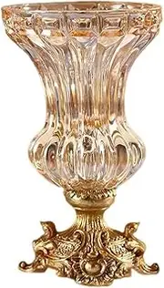Gold Flower Vase Glass Cylinder Vase Nordic Vases Decorative Fall Shelf Decor with Resin Base Glass Vases Living Room Home Decor for Farmhouse Kitchen Office Bedroom (Color : Style B)
