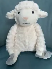 First Impressions White Ivory Lamb Sheep Corduroy Gray Plush Toy 12” Super Soft