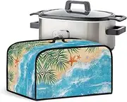 [Kathyboom] Sea Starfish Crock Pot Dust Cover with Side Pockets Splash Resistant Covers Crock Pot Dust Covers Kitchen Appliance Protector