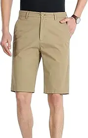 [JEShifangjiusu] Men's Performance Athletic Short Elastic Waist Outdoor Short Quick Dry Lightweight Board Chino Short, Khaki, 33