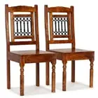 vidaXL Dining Chairs 2 pcs Solid Wood with Honey-coloured Finish Classic HEE