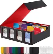 PU Leather Card Deck Case with Display Windows, Bulk Card Case for 3000+ Mtg tcg Magic Soprts Playing Game Card Organizer,Commander Deck Box with 4 Supporters & 24 Dividers