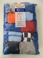Wonder Nation Boys Boxer Briefs Underwear 10-Pack Size XL 14-16 100% Cotton