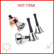 4 Pack Hand Bell, Silver Steel Bell, Ringing Bell with Handle, Dinner Bells for