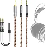 Geekria Apollo Single Crystal Copper Upgrade Audio Cable Compatible with VZR Model One Audiophile Gaming Headset, 3.5mm (1/8'') to Dual 3.5mm Replacement Headphones Cord (4.9 ft / 1.5 m)