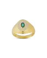 Aqua Ribbed Oval Signet Ring, Exclusive