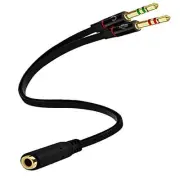 Dual 3.5mm Audio Y Splitter Cable for Headphones and Mics