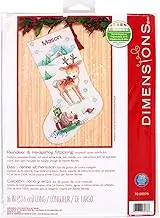 Dimensions Cross Stitch 'Reindeer and Hedgehog' Personalized Christmas Stocking Kit, White Aida, 16'', 14 Count