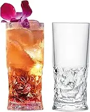 Barski Highball Glass - Drinking Glasses - Set of 2 - Hiball Tumblers - Glass Crystal Tumbler - for Water, Juice, Beer, Mixed Cocktails, Mojito Glass, Tom Collins Bar Glassware, 11 oz, Made in Europe