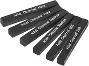 Artist Compressed Charcoal Sticks for Sketching Drawing Shading Soft Medium Hard Art Supplies Sketch Kits Tools 6-Piece Boxed