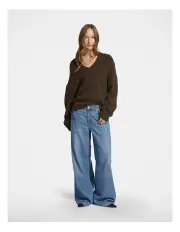 [Decjuba] Isabel Sequin V Neck Jumper in Chocolate Sequin