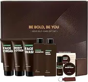 Mens Gifts Set BODY & EARTH Gifts Set for Men, Birthday Gifts for Men 10PCS Santal Grooming Kit with Mens Face Wash Gift Set, Beard Oil, Balm & Business Card Case, Unique Gifts for Him Father’s Day Birthday, Mens Skin Care