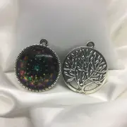 Kaleidoscope~ Tree Of Life Glass Cabochons 1" Silver Bezel Pendant New 1469