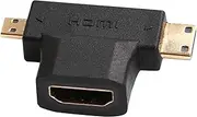 T Shaped Mini/Micro HDMI to HDMI Adapter, 1080P Adapter for Camera, Laptop, Tablet, HDTV, Projector