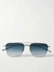 [Barton Perreira] Barton Perreira - Armstrong Aviator-style Silver-tone Titanium Sunglasses - One size One size Silver