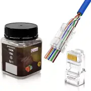 50Pcs Cat6 Pass Through EZ RJ45 Connector End Modular Plug UTP Ethernet Cables