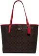 Coach City Tote Bag In Signature Canvas in Brown/ 1941 Red 5696