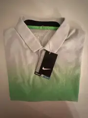 NWT Nike Golf Print Polo Pure Platinum/Green Strike 685731 043 SMALL GRAY GREEN