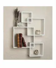 Storage Wall Shelves Wooden Wall Shelf (Set Of 4), Display, Home Decor, (White)