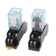 2PCS MY2N-J AC 24V Coil 8P DPDT Electromagnetic Power Relay w Socket Base