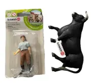 SCHLEICH TOYS BUNDLE Schleich Riding Instructor Figure Schleich Black Bull