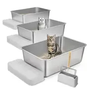 20.3 cm Deep Cat Litter Box Odor-Free Litter Box with Filtering Foot Board