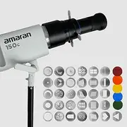 Bowens Mount Optical Snoot for Aputure Cob Light, Photography Spotlight Projector, Conical Snoot, Compatible with Aputure Amaran 150/300c, 600x Pro, Godox SL60 etc, 5 Color Filters, 31 Gobos